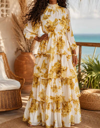 Surelymine - Marigold Floral Tiered Maxi Dress