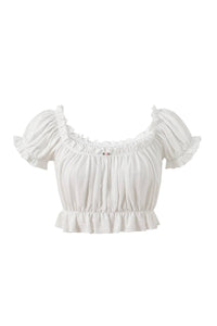 Fashion Brand Company - M'lady Soft Linen Ruffle Crop Top