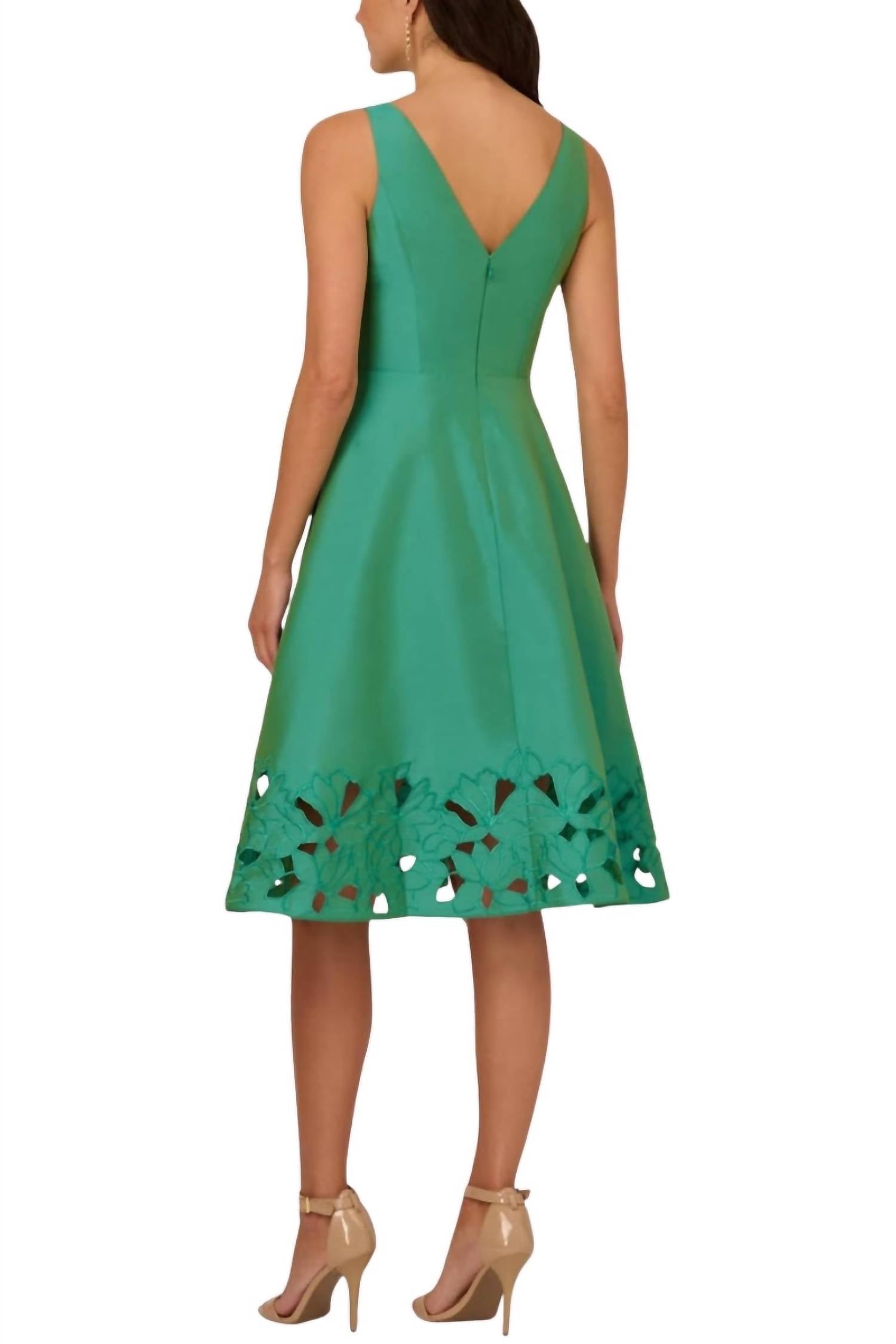 Adrianna Papell - Wide Shoulder Straps A-line Gown Dress