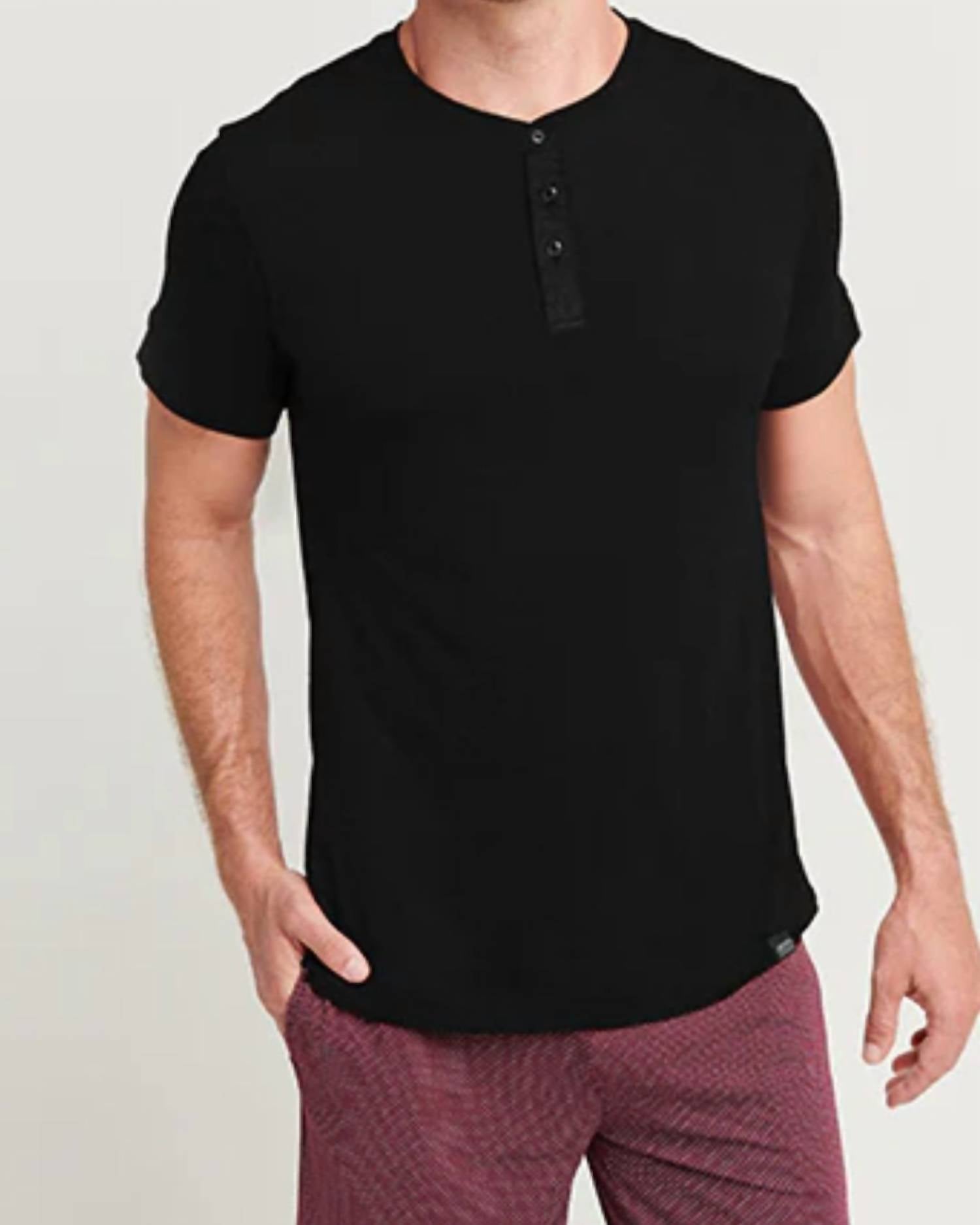 Dezman - Henley Curve Hem Top
