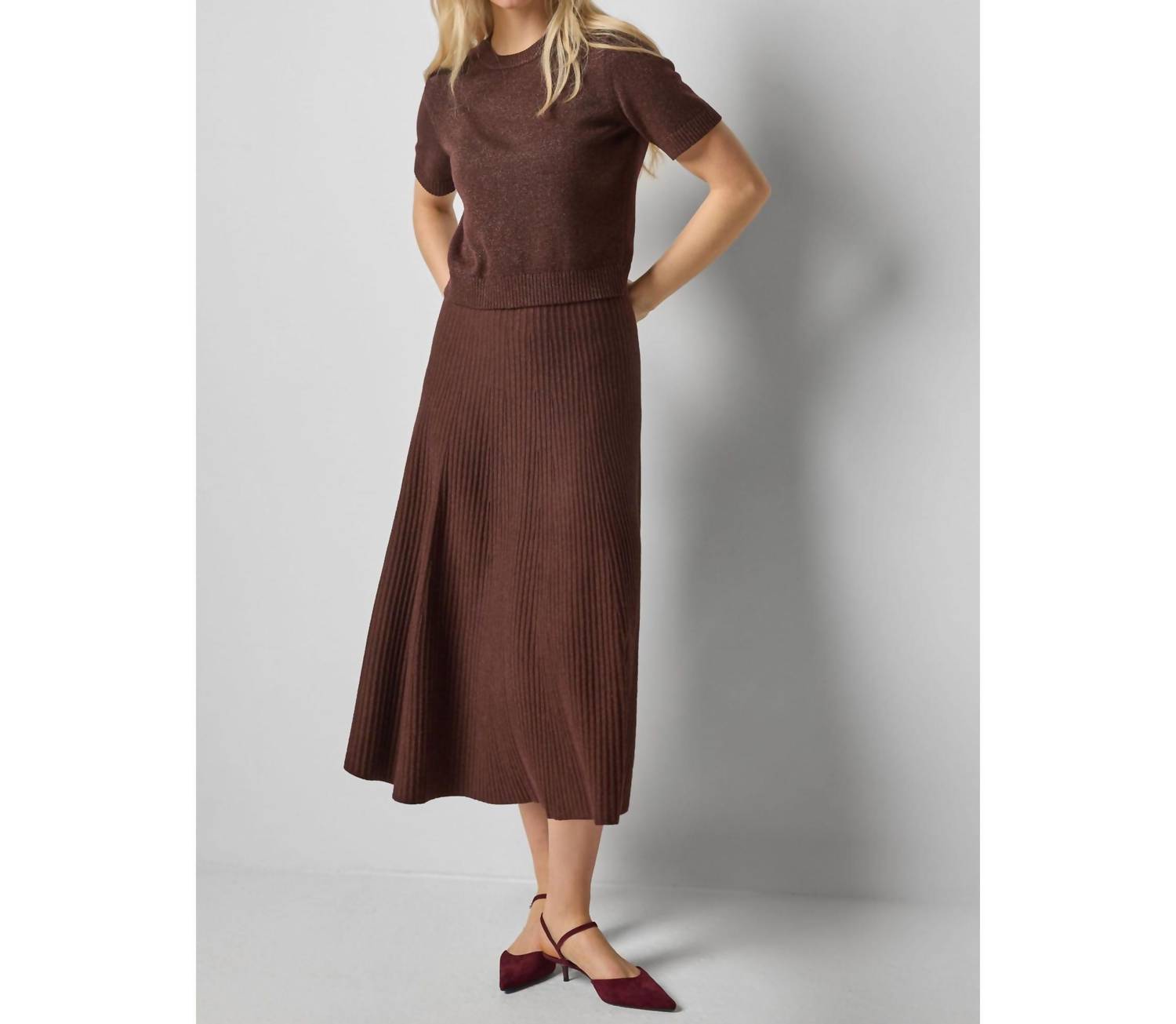 Lilla P - Flared Midi Knit Skirt