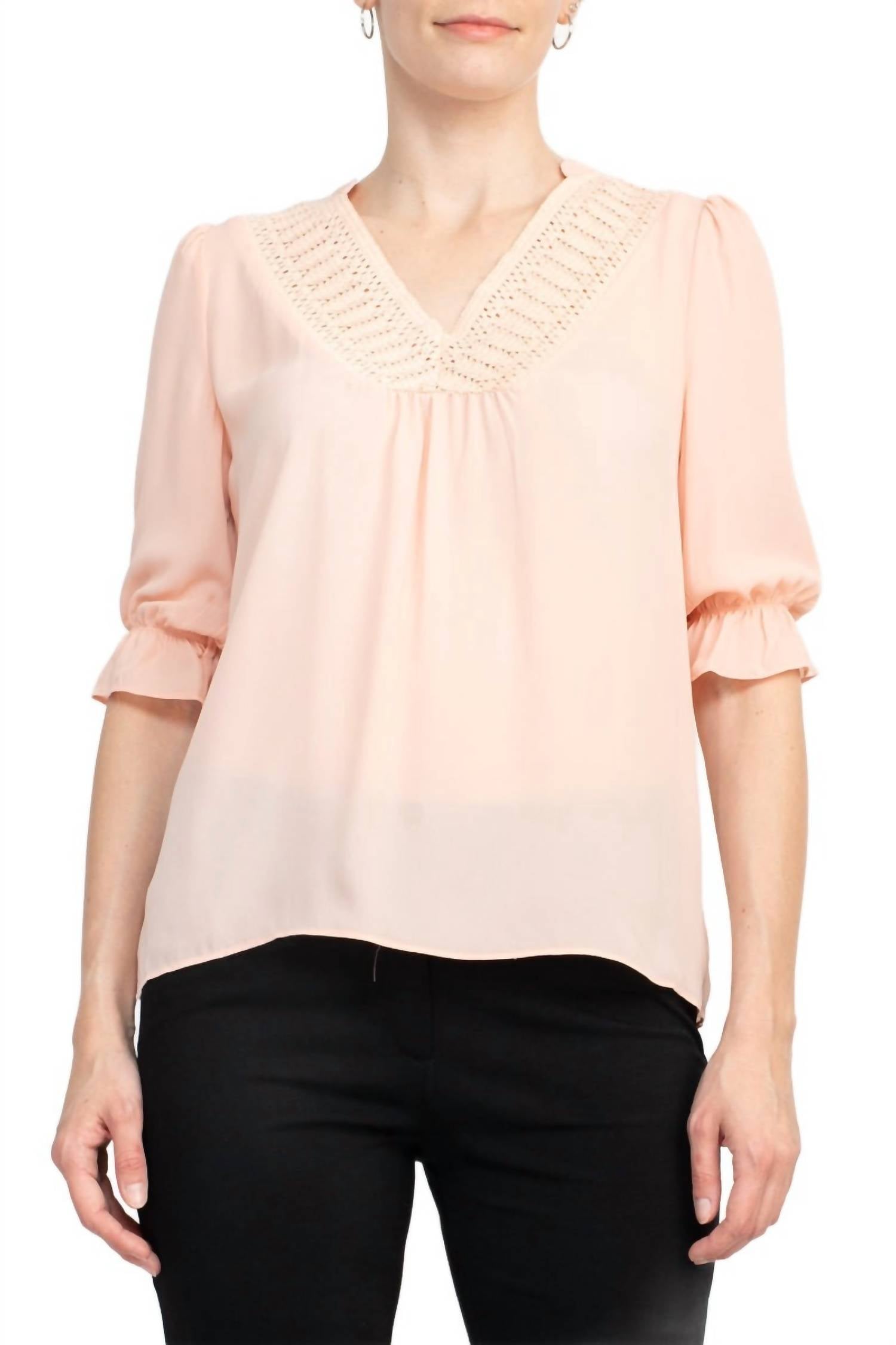 Zac & Rachel - Lace V-neck Crepe Top