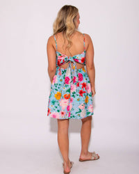 Peach Love - Blossom and Bow Tie Back Mini Sundress