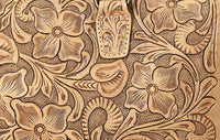 American Darling - Women's Hand-tooled Leather Duffel Bag With Floral Carving