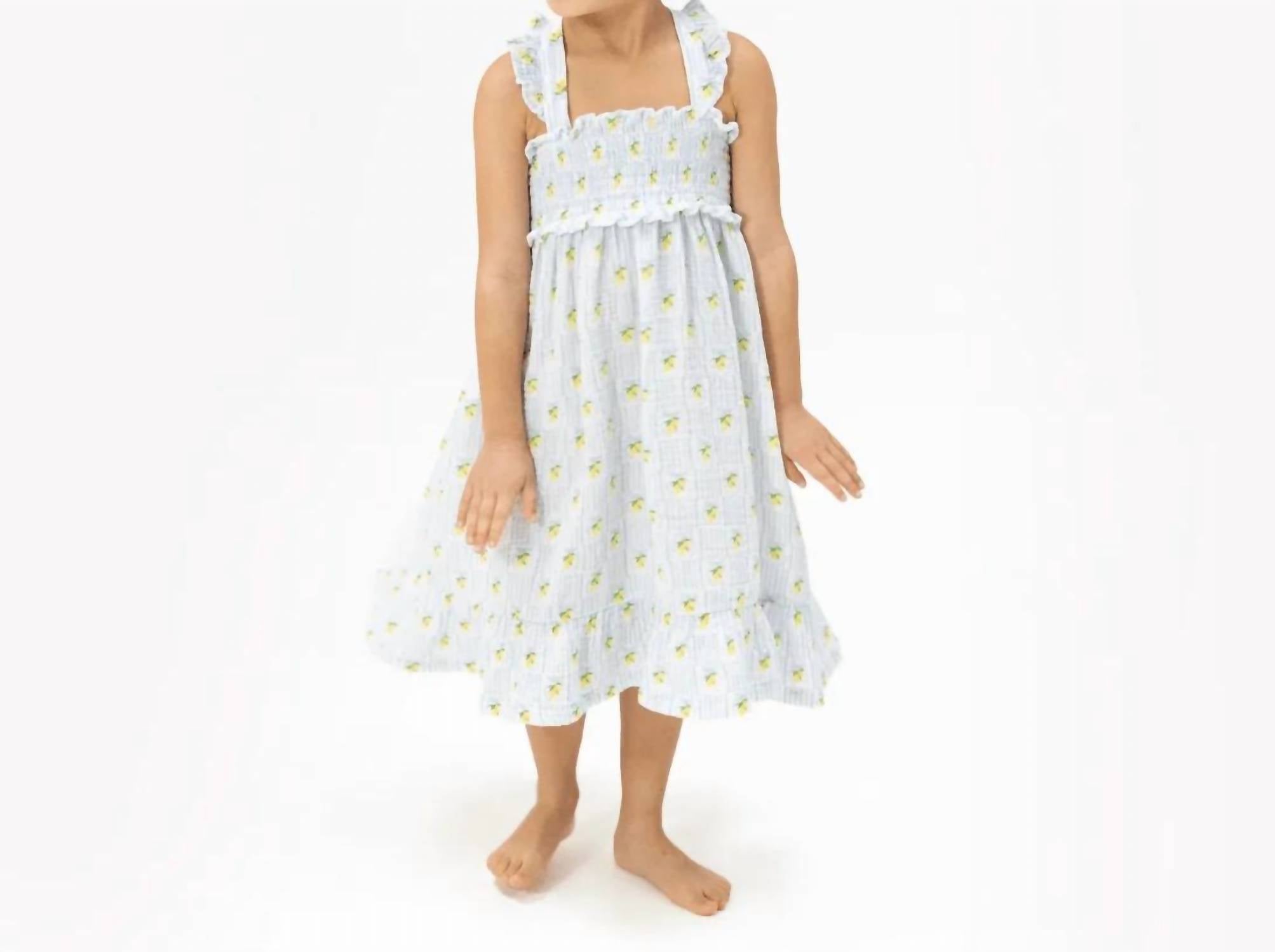 Angel Dear - Girls Lovely Lemons Smocked Ruffle Sundress