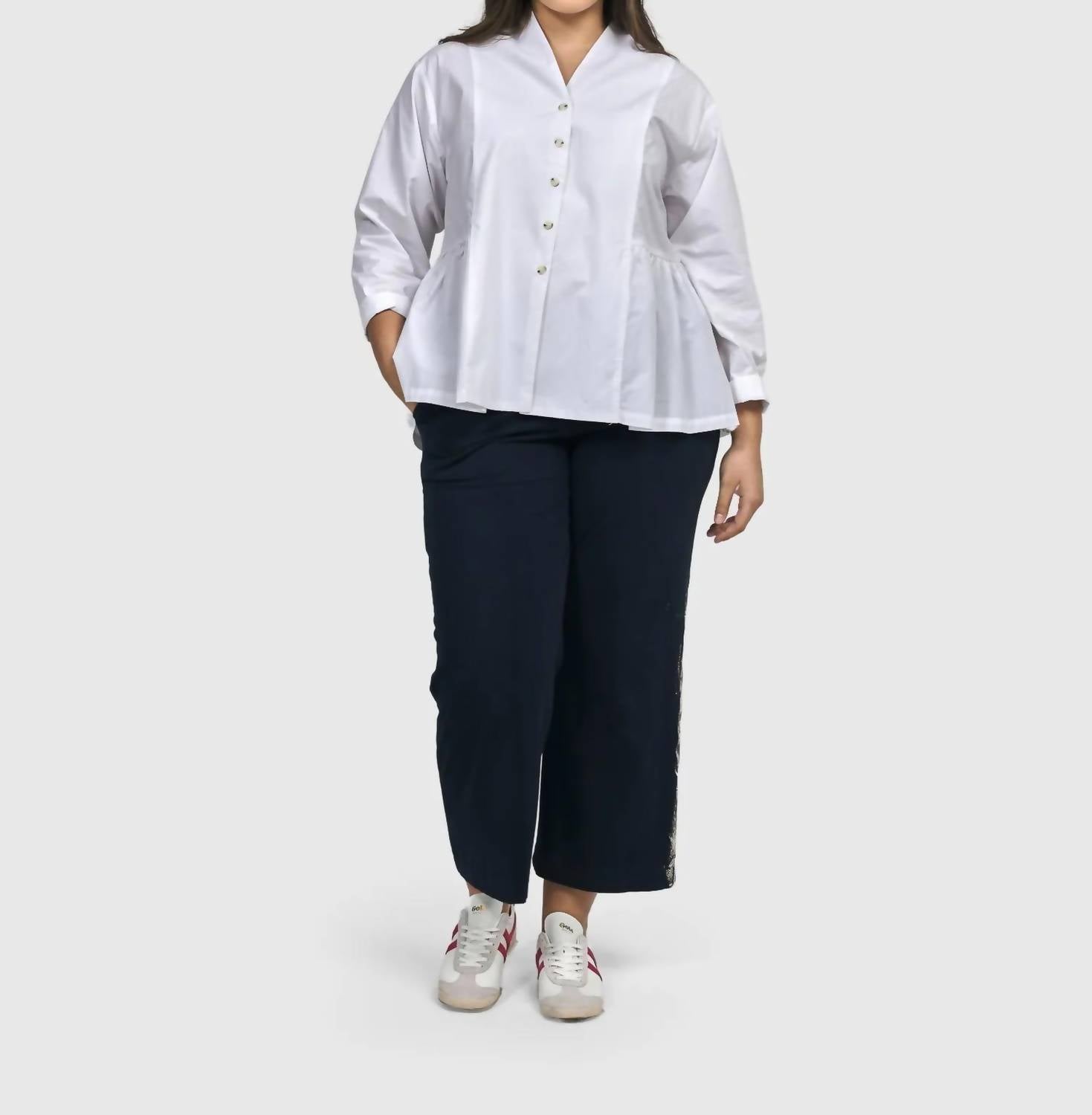 ALEMBIKA Addison Peplum Blouse in white - women's blouse - view 7