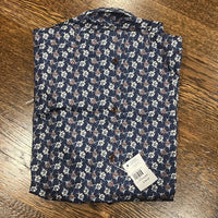 Hagen Men’s Button Down Shirt in navy floral print - men's shirt - alternate view