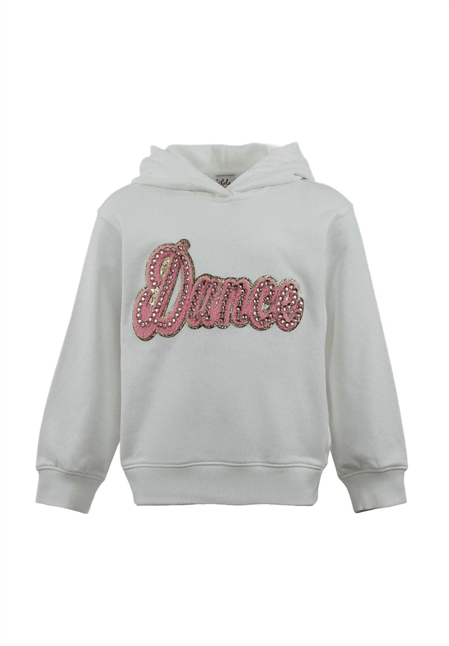 Lola + The Boys Kid's Crystal Dance Hoodie in white - kids' shirt - alternate view