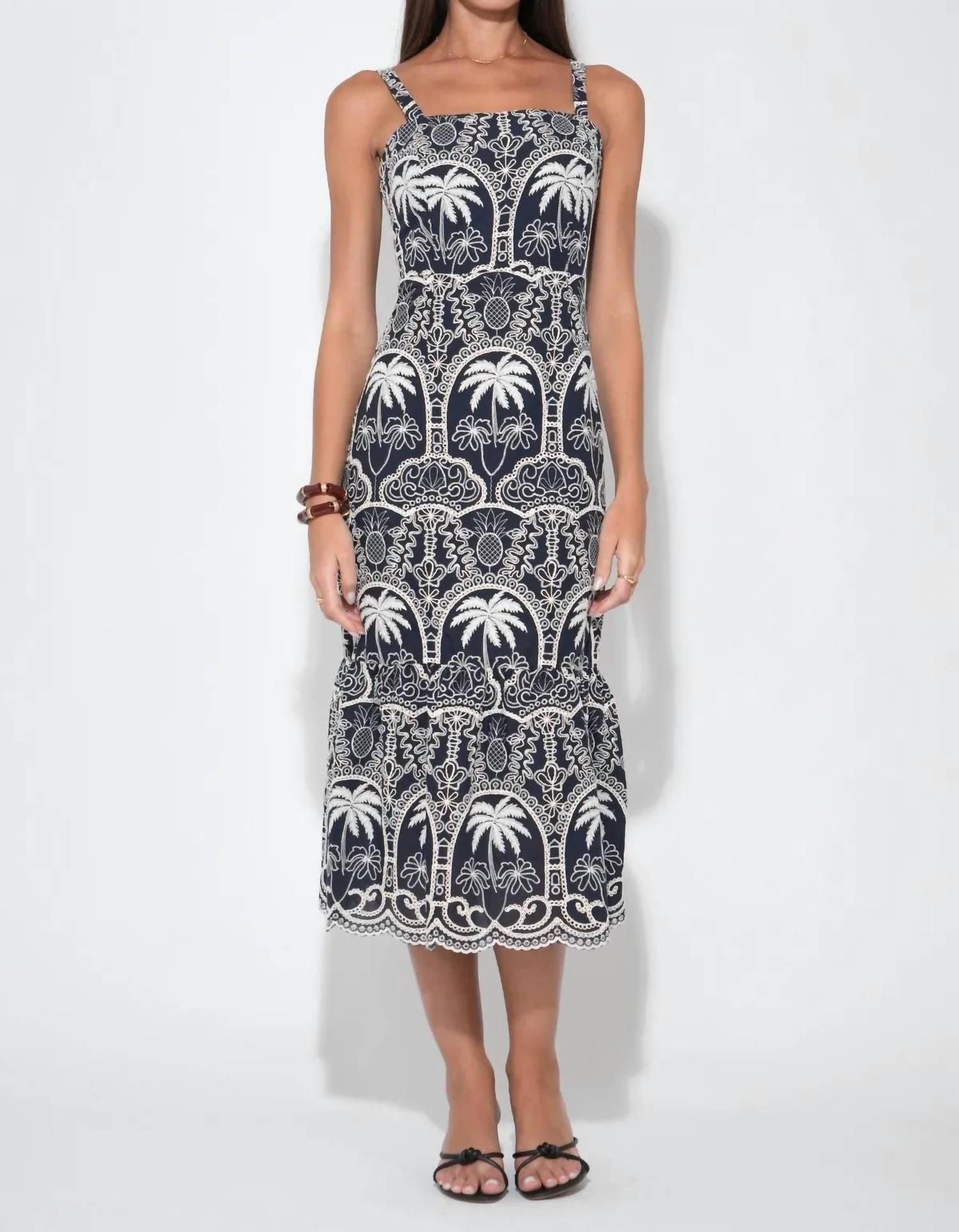 Adelyn Rae - Evangeline Scallop Embroidery Midi Dress