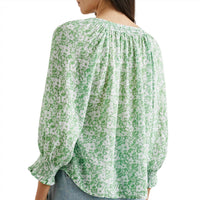 Rails Women's Mariah Top in green texture floral - women's blouse - detail view