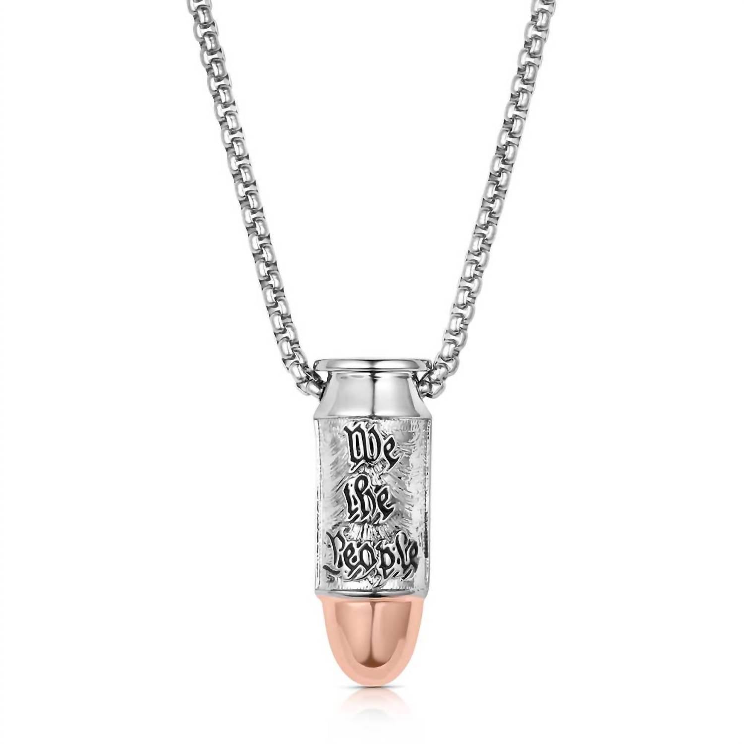 Montana Silversmiths Men's We The People Pistol Bullet Necklace in silver - men's jewelry - detail view