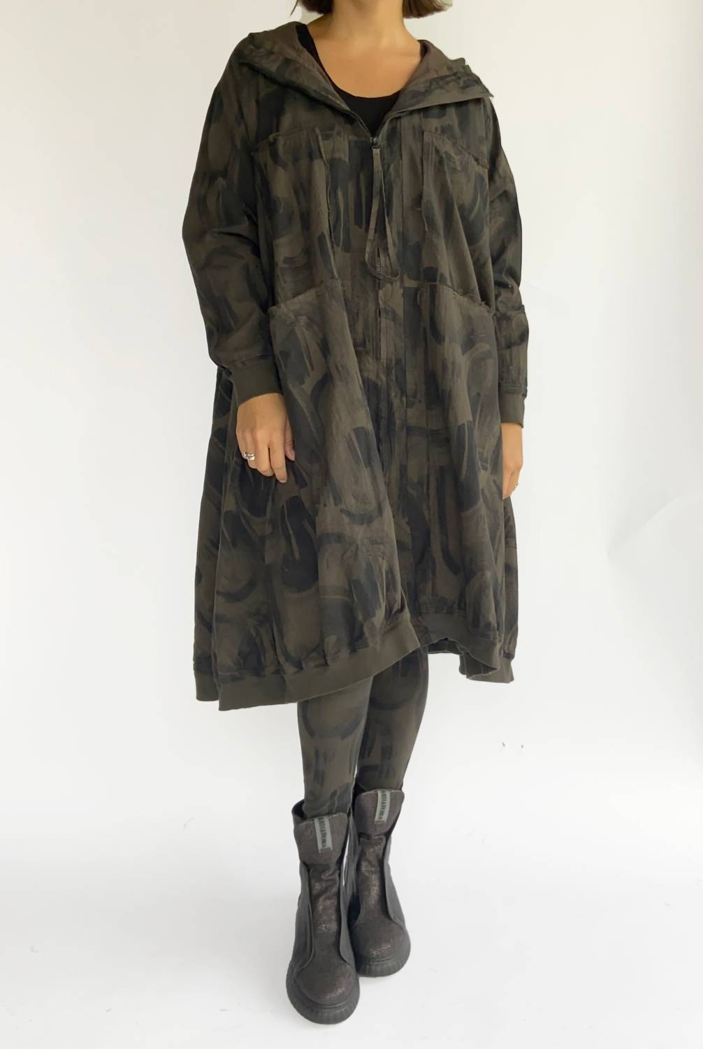 Grizas - Print Zip Up Long Jacket