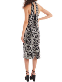 ALLISON NEW YORK Stella Midi Dress in black geo - women's dress - detail view