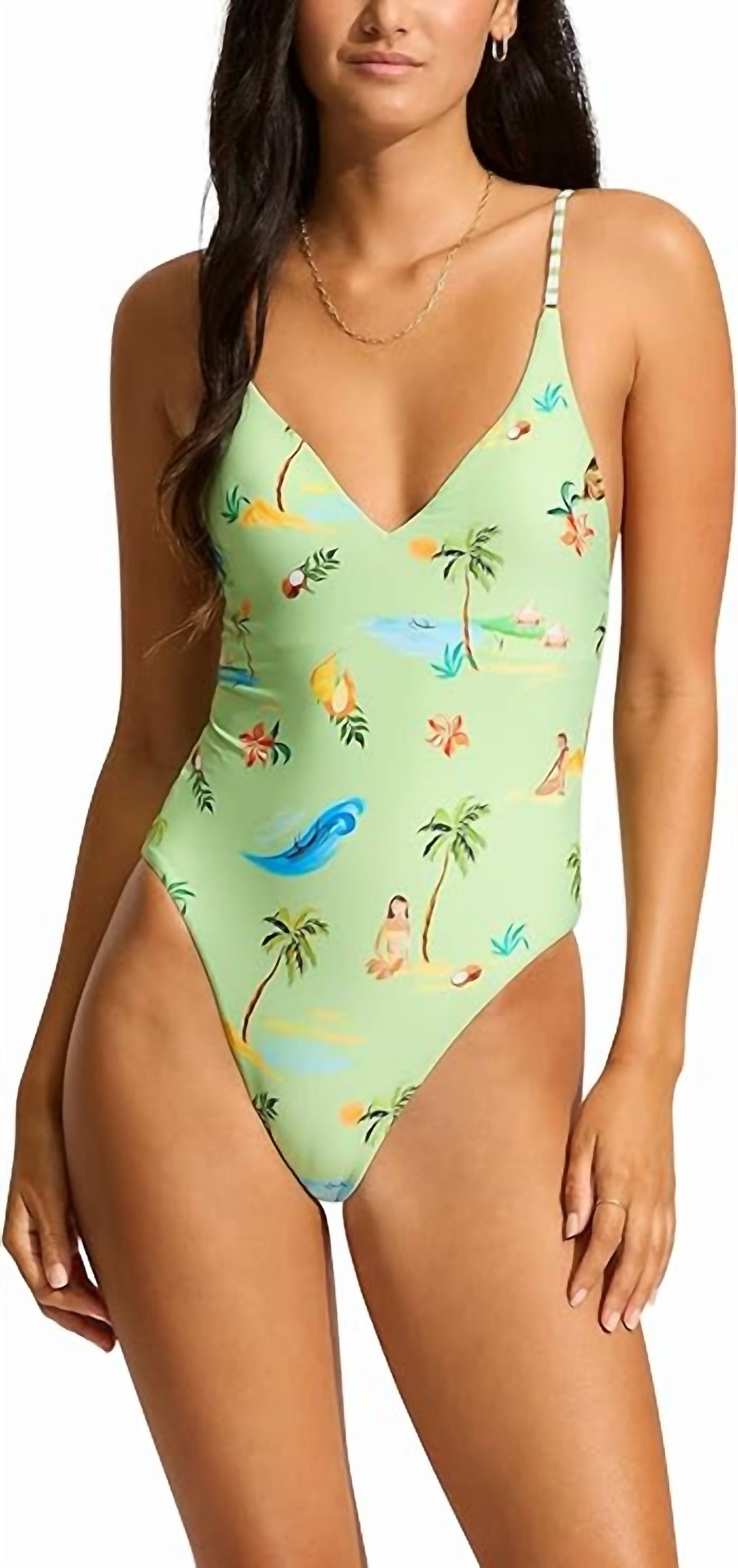 Seafolly - Isla Palm V Neck One Piece