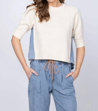 Lilla P - Denim Elbow Sleeve Sweater