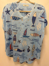 Jess & Jane - Women's V Neck Short Sleeve Top