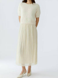 Oui Pleated Midi Skirt in whitecap - women's skirt - alternate view