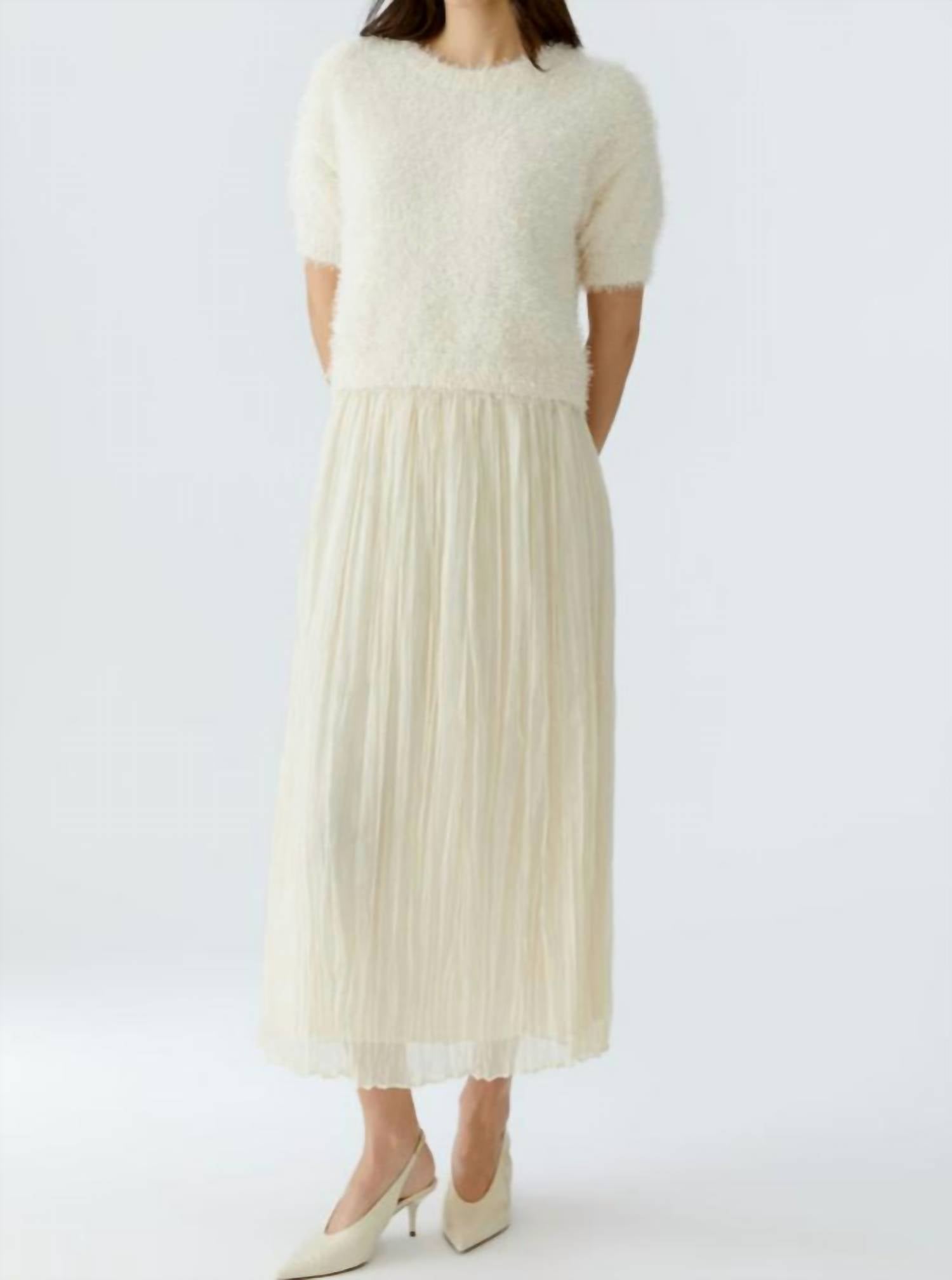 Oui Pleated Midi Skirt in whitecap - women's skirt - alternate view