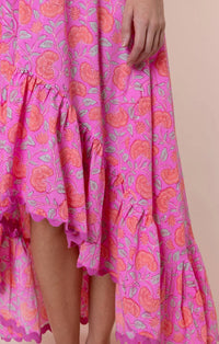 Juliet Dunn - Ginkgo Print High-low Floral Maxi Dress