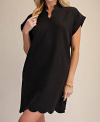 Glam - Scallop V-neck Mini Dress