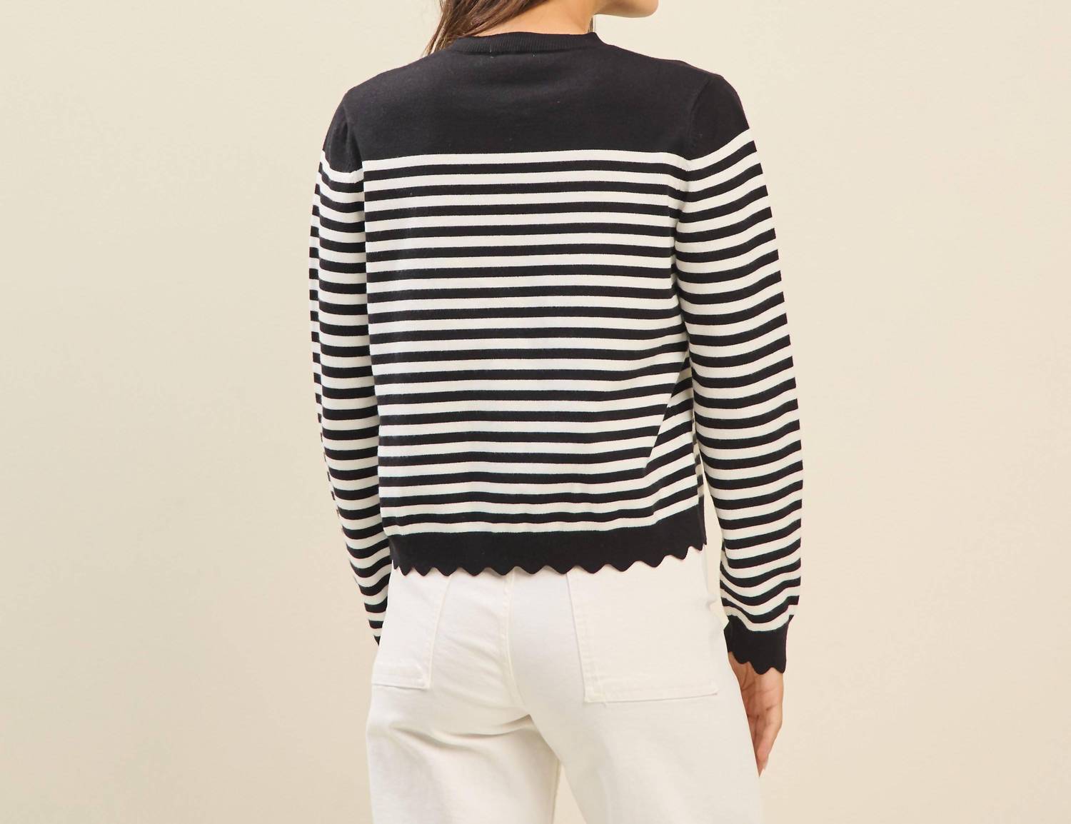 Able - Scalloped Stripe Cardigan