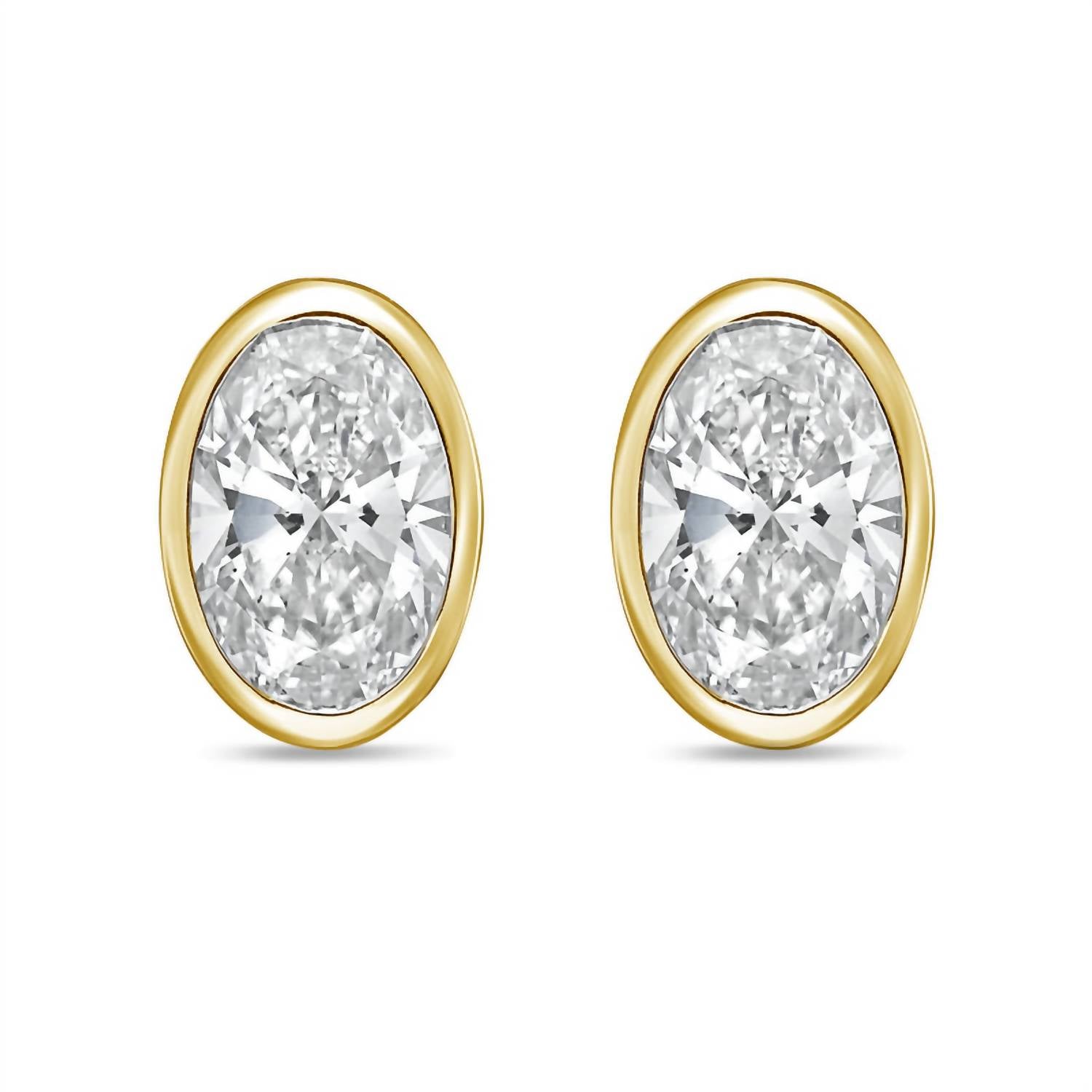 Diana M Jewels - Women's Oval Lab-grown Diamond Stud Earrings (2.00 Tcw) - Classic