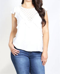 Zenobia - Ruffle Lace Flutter Sleeve Blouse