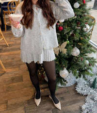 Idem Ditto Livia Button Up Sweater Skirt Set in grey - women's skirt - view 6