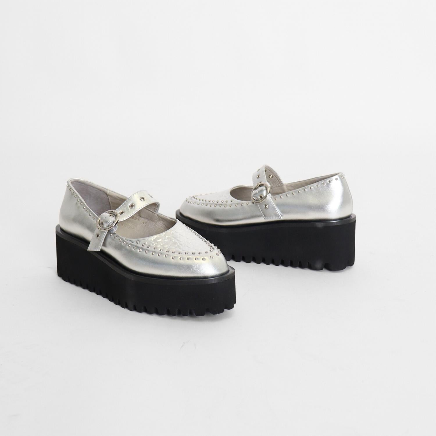 All Black - Women's Pin Stud Mary Jane Shoes