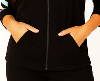 Angel Apparel - Three Quarter Sleeve Stripe Hoodie