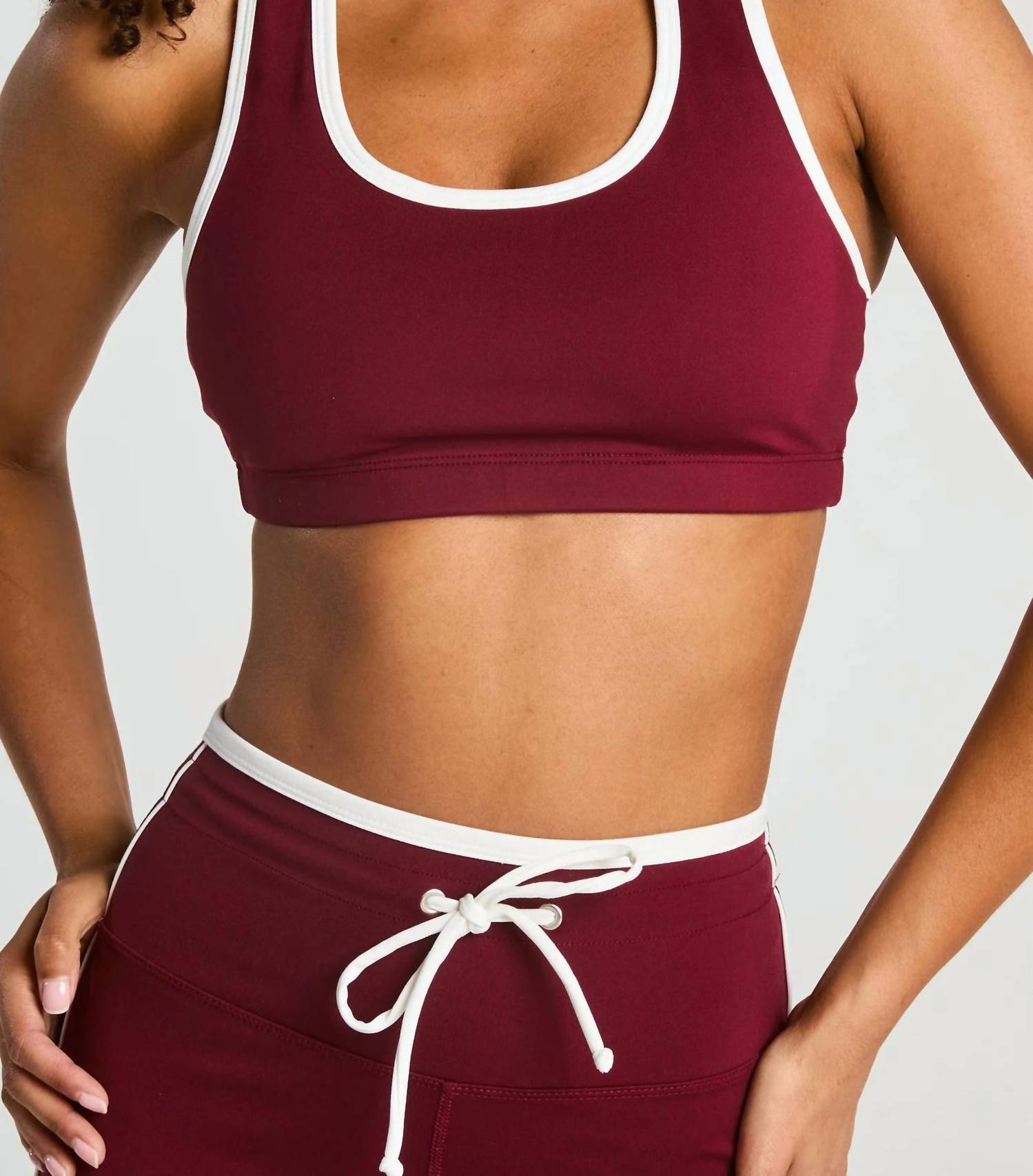 YEAR OF OURS Court Sport Bra in burgundy cream - women's intimate - alternate view