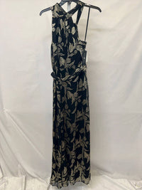 Betsy & Adam - Dana Long Mock Neck Foil Wrap Maxi Dress