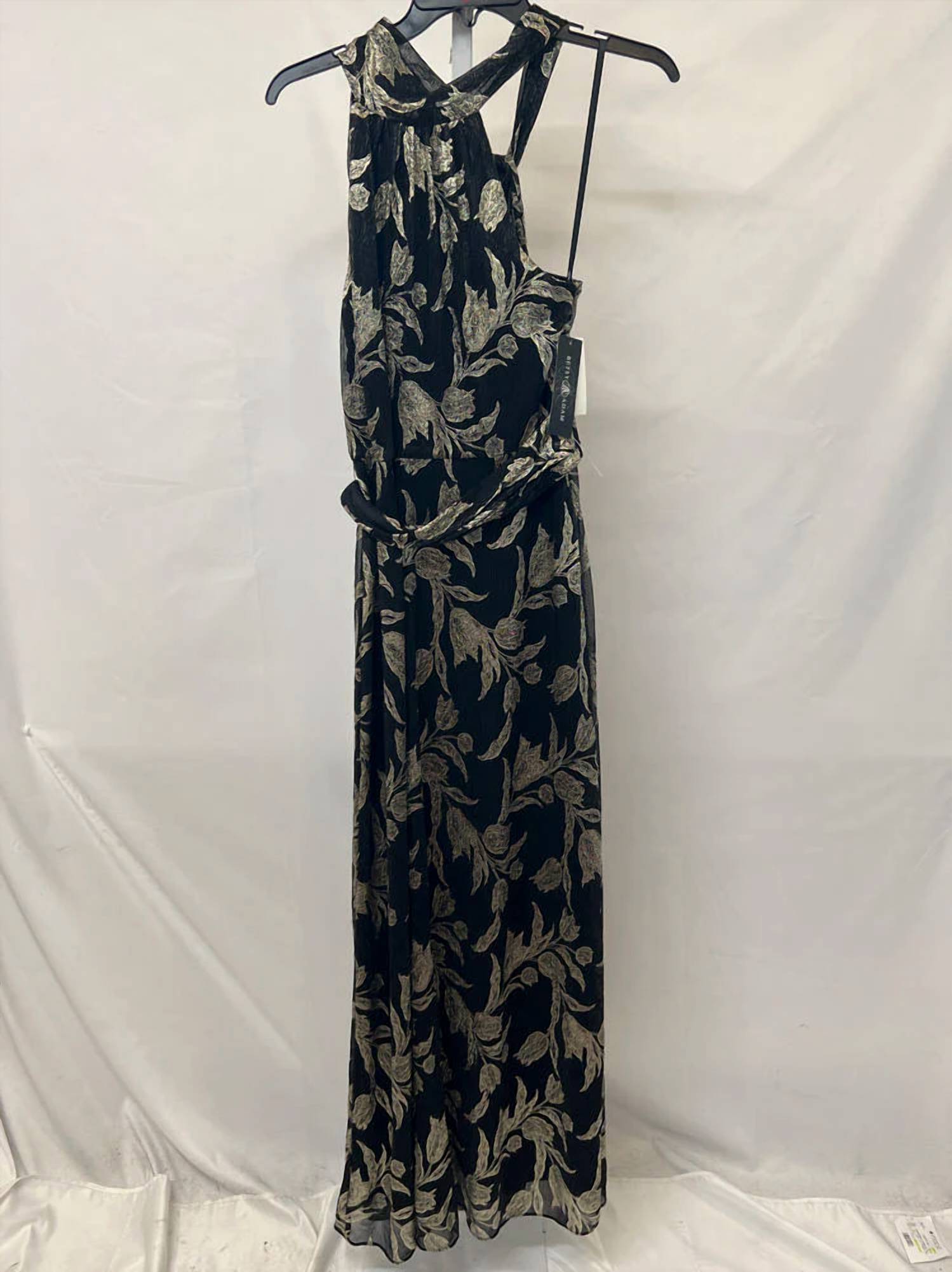 Betsy & Adam - Dana Long Mock Neck Foil Wrap Maxi Dress