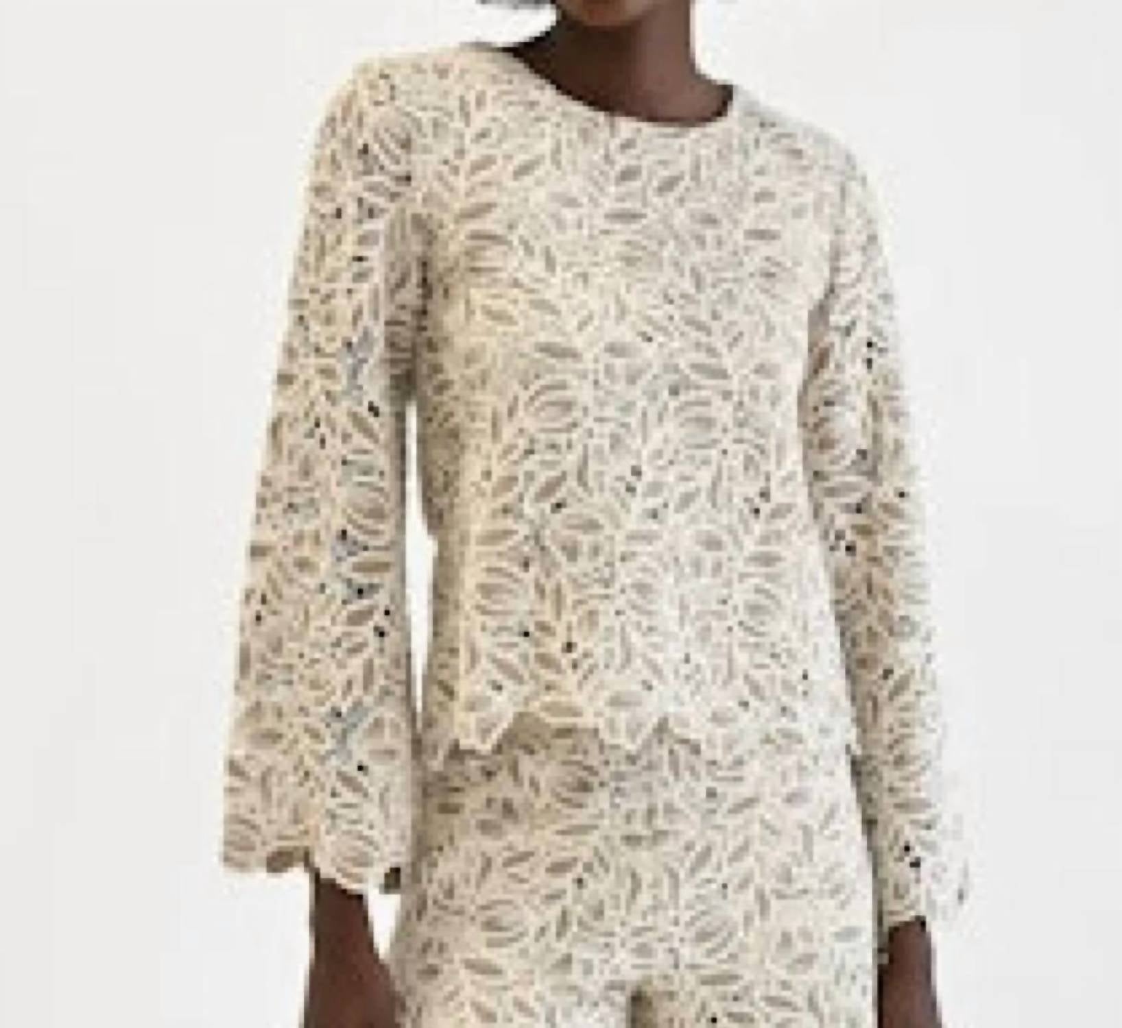 Never a Wallflower Camilla Top in grey lace - women's long sleeve top