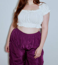 Fashion Brand Company - M'lady Soft Linen Ruffle Crop Top