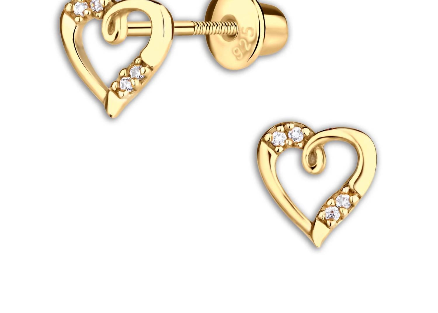 Cherished Moments - Little Girls 14k Gold-plated Open Heart Earrings