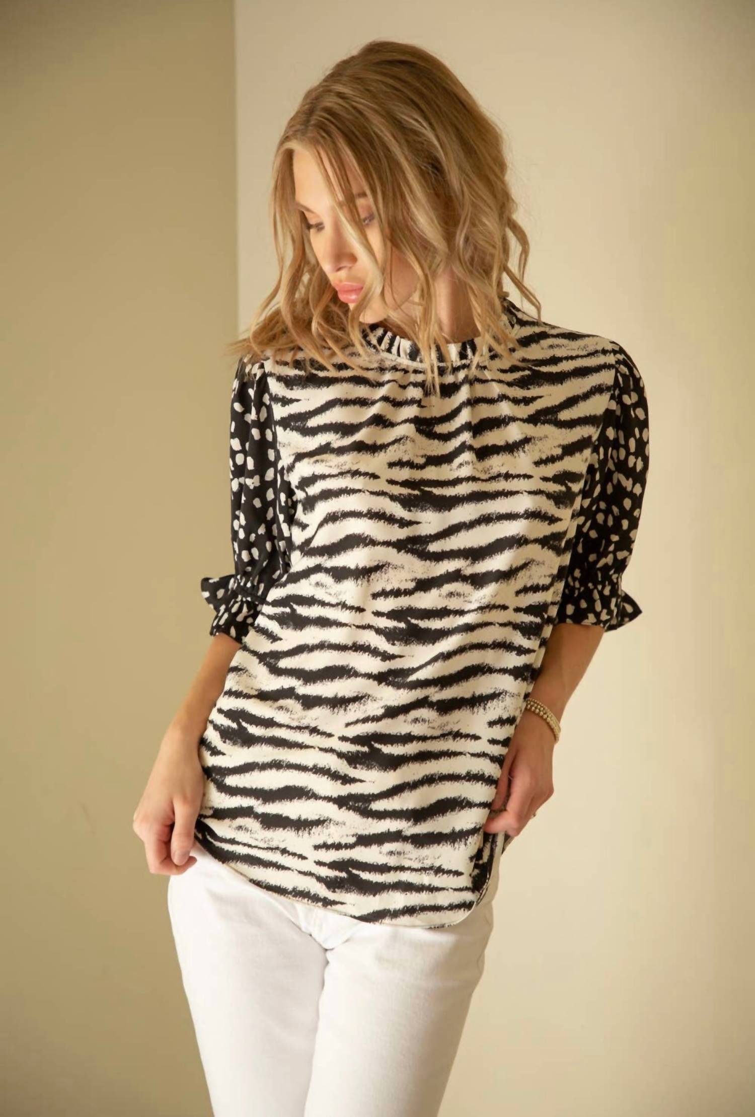 Voy - Mix Match Puff Sleeve Top