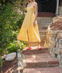 Moon River - Sleeveless Eyelet Midi Dress