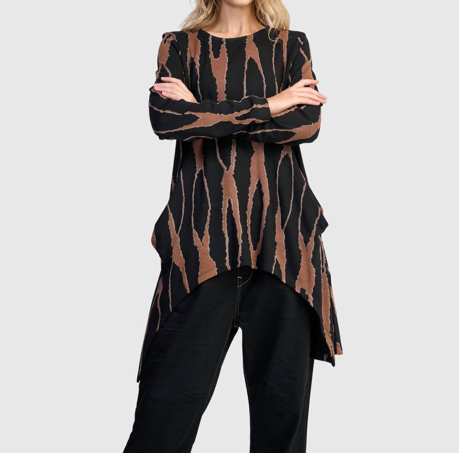 ALEMBIKA Lignette Pockets Top in wood - women's long sleeve top