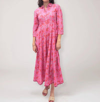 Juliet Dunn - Scalloped Cotton Shirt Midi Dress