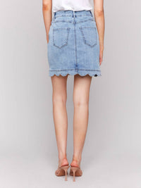 Charlie B - Scalloped Hem Button-front Denim Skort