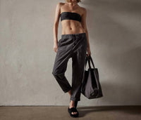 JAMES PERSE Garment Dye Linen Soft Drape Pants in blue noir pigment - women's pants