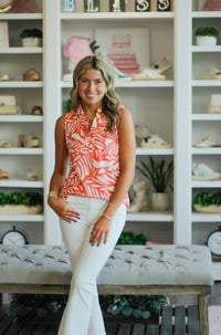 la mer luxe Augusta Top in coral - women's blouse - detail view