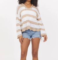 Vintage Havana - Women's Stripe Hooded Sweater