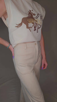 Allie Rose - Suede Laser Cut Wide Leg Pants