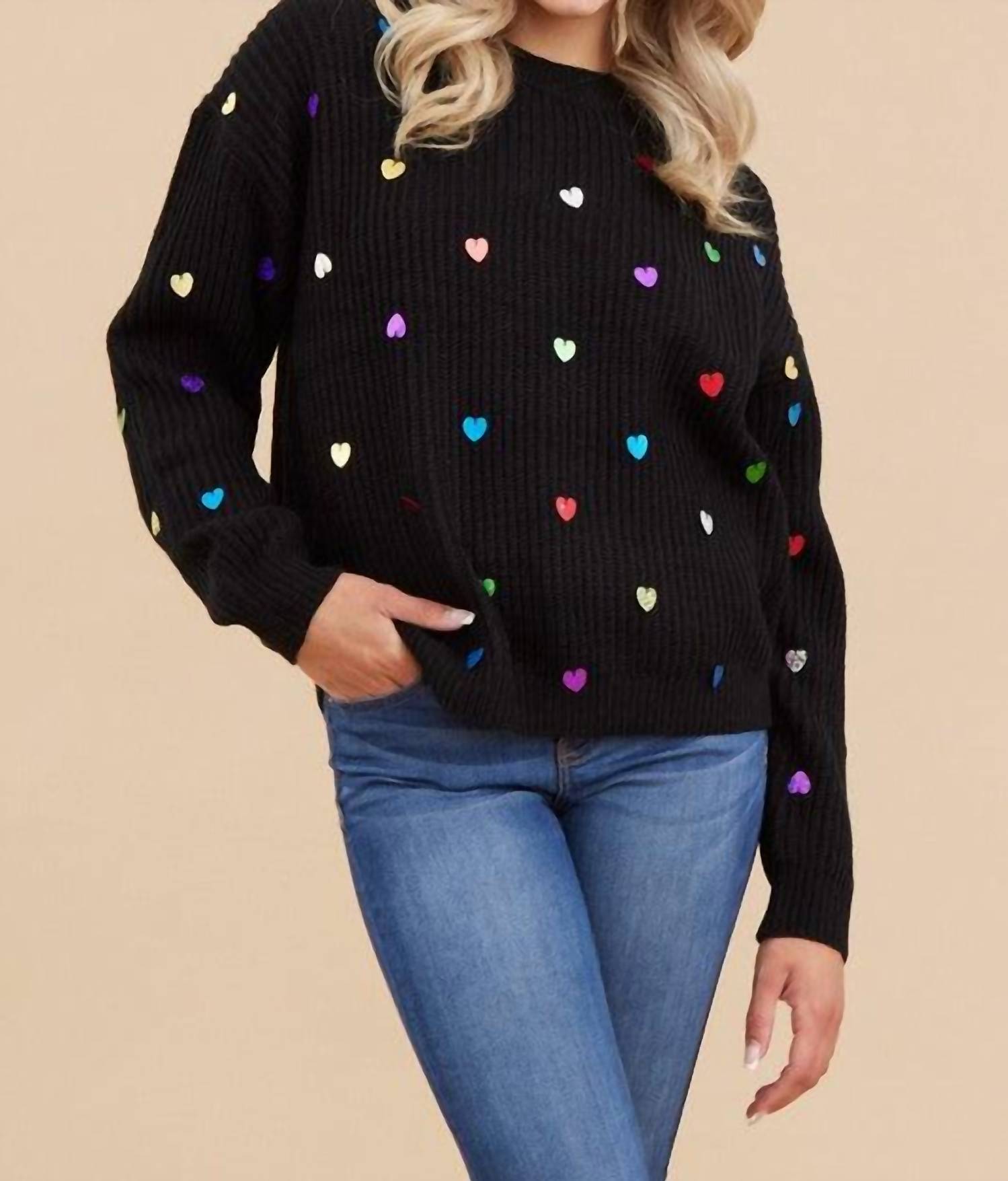 Jodifl - All Over Mini Heart Chunky Knit Sweater