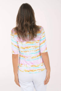 Ibkul - Ruched Arm Print Top