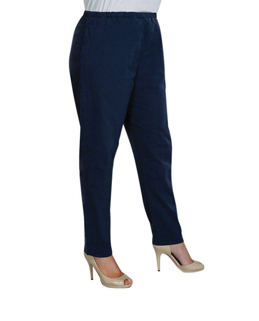 On The Plus Side - Tailored Leg Stretch Cotton Twill Pants - Plus