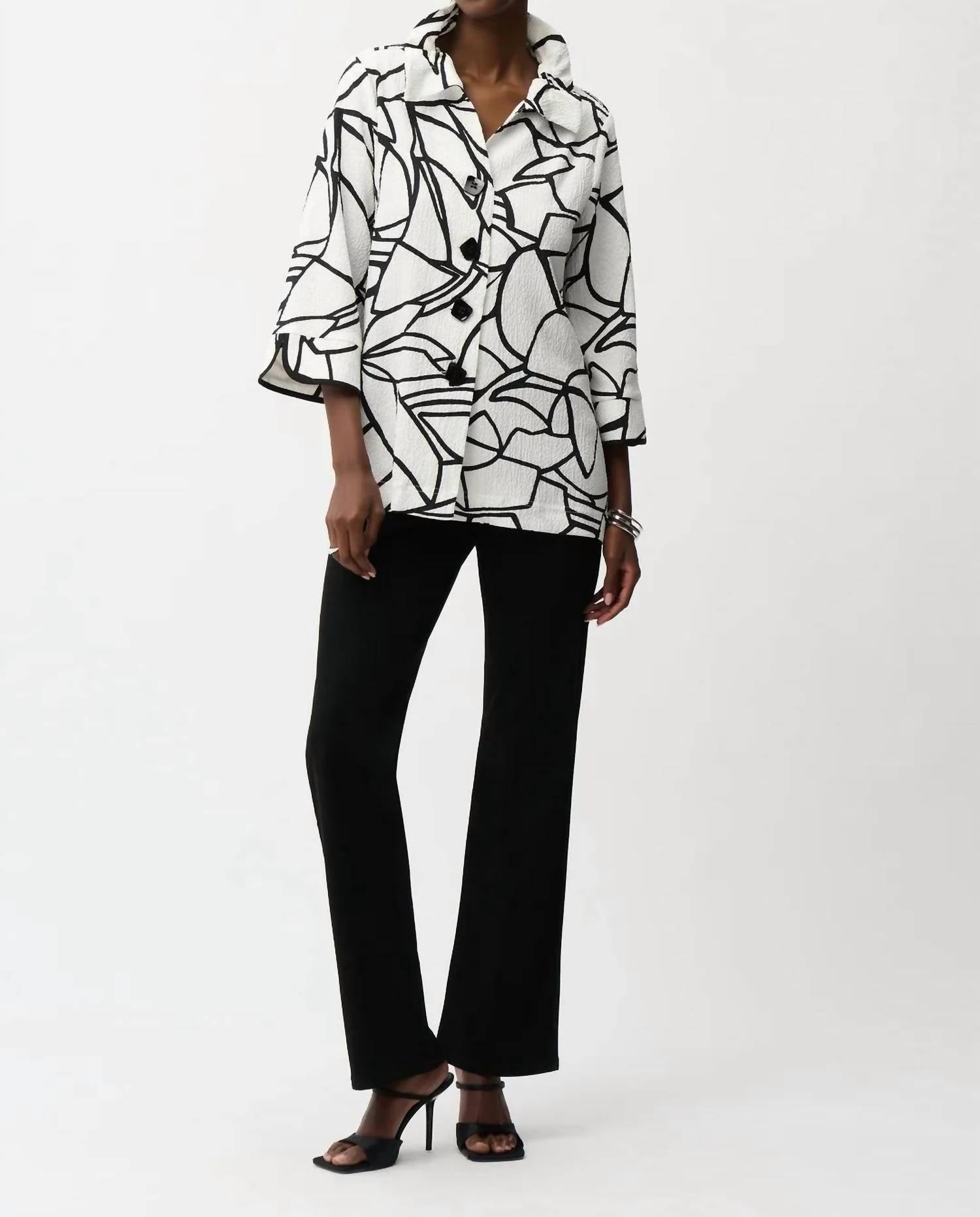 Joseph Ribkoff - Abstract 3/4 Sleeves Trapeze Jacket