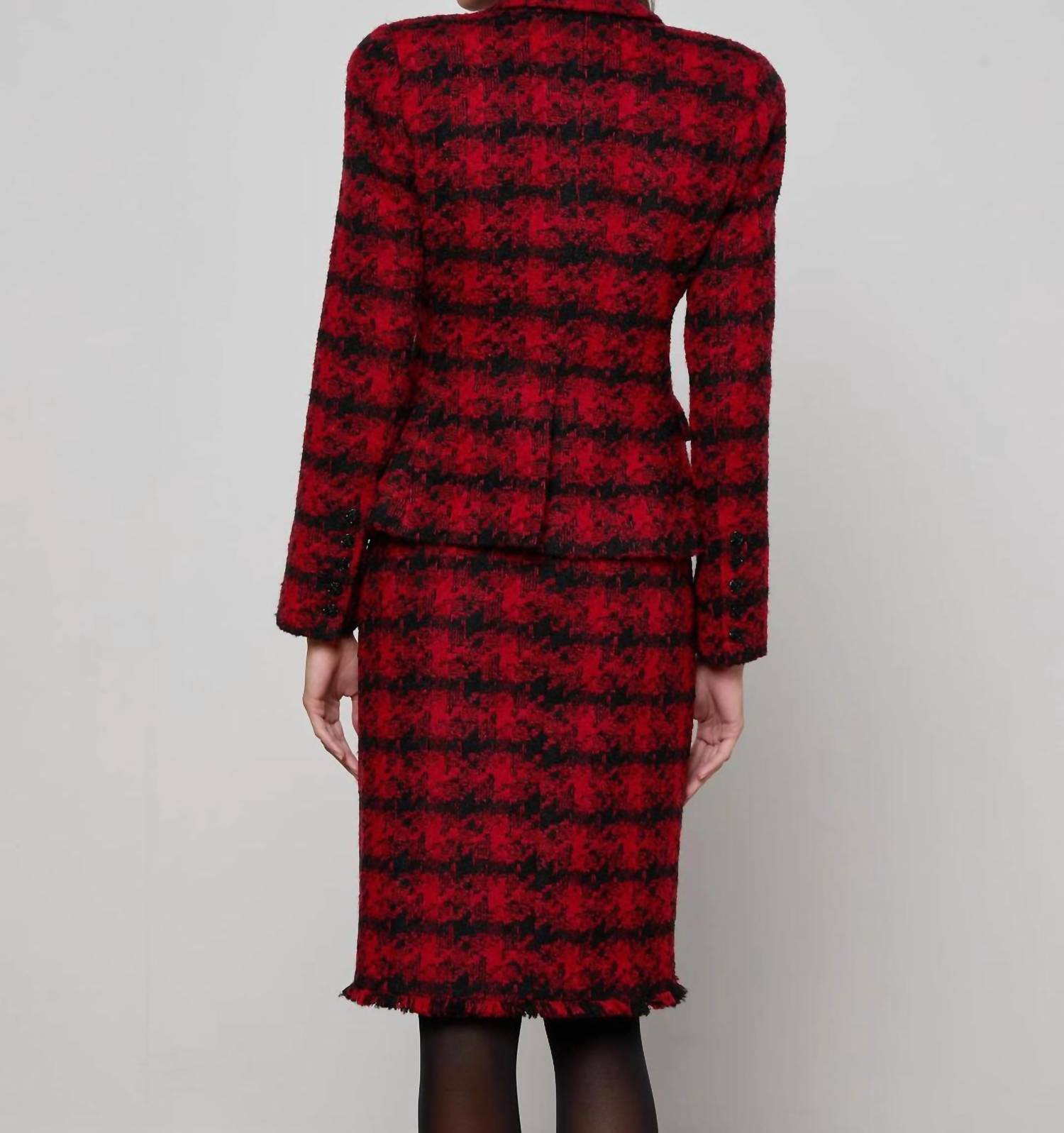 L'Agence Kaisley Blazer in red black houndstooth - women's jacket - alternate view